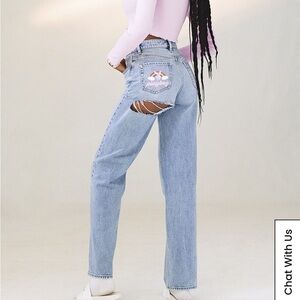 Playboy By PacSun Light Blue Back Slash Boyfriend Jeans size 25 NWOTA